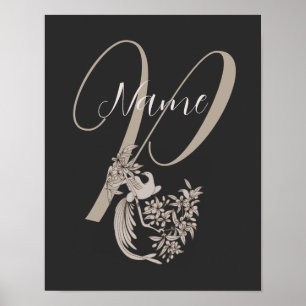 Dove Elegant Monogram Initial P Personlig Poster