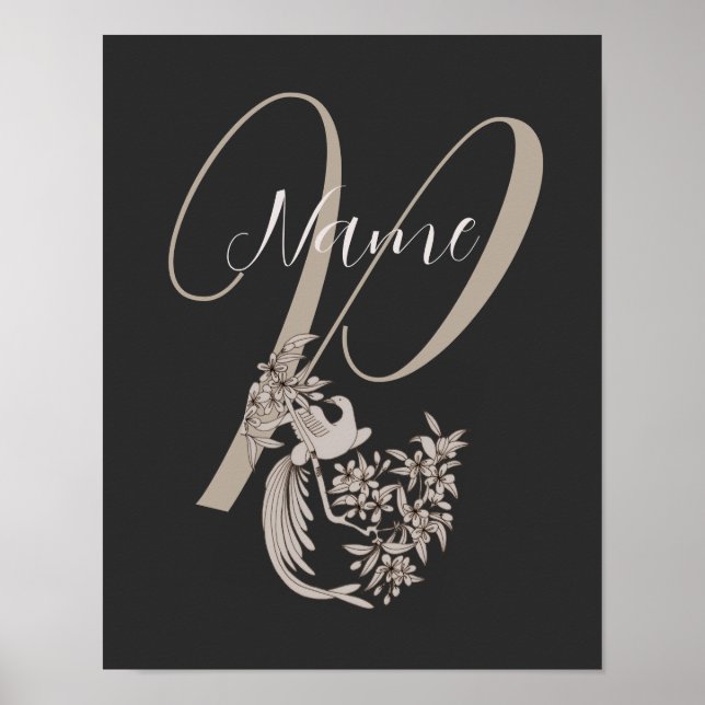 Dove Elegant Monogram Initial P Personlig Poster (Framsidan)