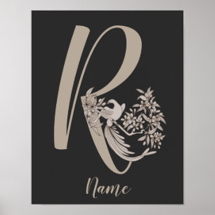 Dove Elegant Monogram Initial R Personlig Poster