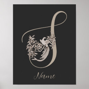 Dove Elegant Monogram Initial S Personlig Poster