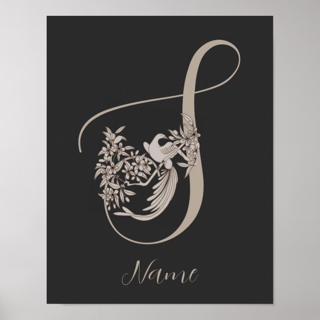 Dove Elegant Monogram Initial S Personlig Poster (Framsidan)