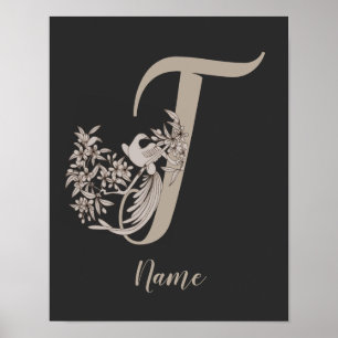 Dove Elegant Monogram Initial T Personlig Poster