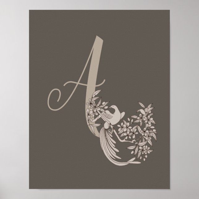 Dove Elegant Monogram Inledande A Brown Poster (Framsidan)