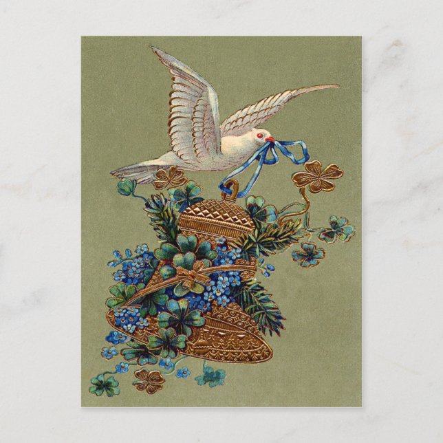 Dove Forget Me Not Fyrklöver Ringklocka Ständigt G Vykort (Framsida)
