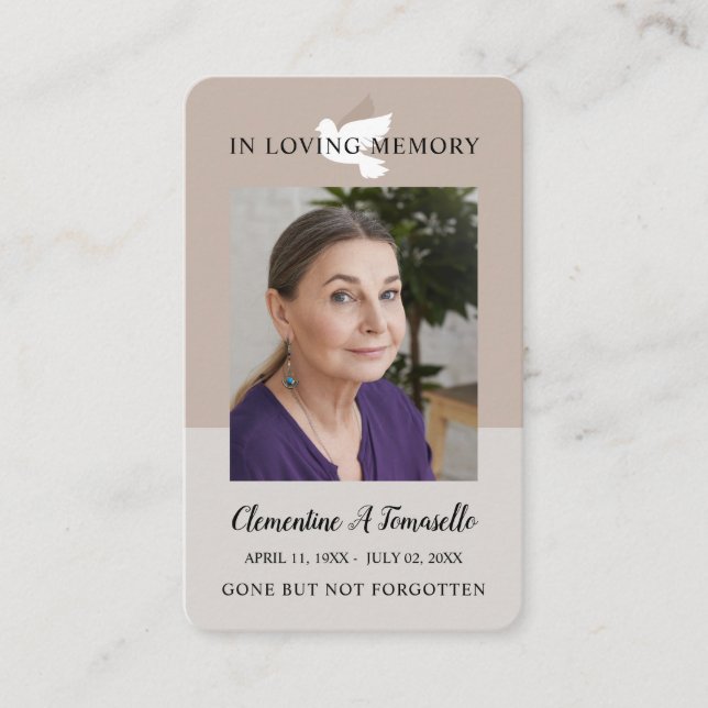 Dove Funeral Memorial Prayer Photo Card Visitkort (Framsida)