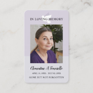 Dove Funeral Memorial Prayer Photo Card Visitkort