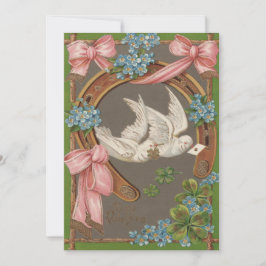 Dove Glöm-Me-Not's Horseshoe bröllopsinbjudan Inbjudningar