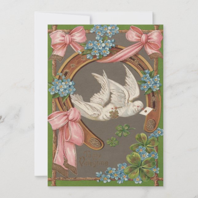 Dove Glöm-Me-Not's Horseshoe bröllopsinbjudan Inbjudningar (Framsida)