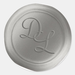 Dove Grått 2 Brev Monogram Vax sälstav Runt Klistermärke
