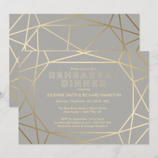 Dove Grått och Guld sofistikerad repetitionsmiddag Inbjudningar