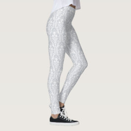 Dove-Grått- och Vita Blommigtar Leggings
