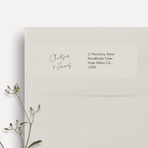Dove Grått Script Welcome Bröllop Adress Returadress Etikett