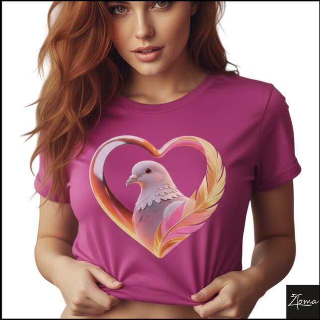 Dove Heart Frame Neon Feather Graphic T Shirt (Sample design. Several style are available to choose from, with the option to add a name & color.
)