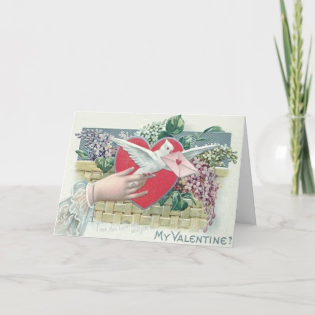 Dove Heart Glöm mig-Not Valentine Helgkort (Framsida)