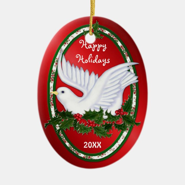Dove & Holly Ornaments Julgransprydnad Keramik (Framsidan)