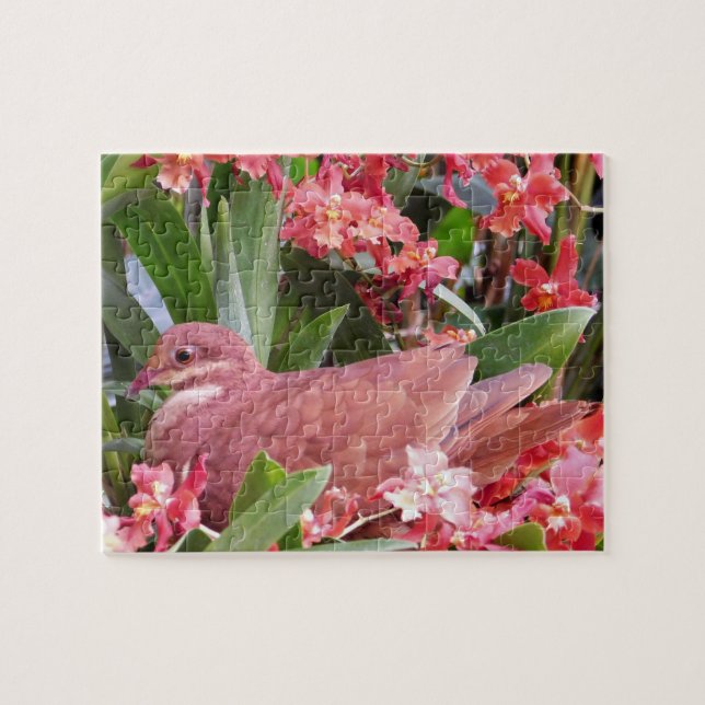 Dove i blommor pussel (Horisontell)