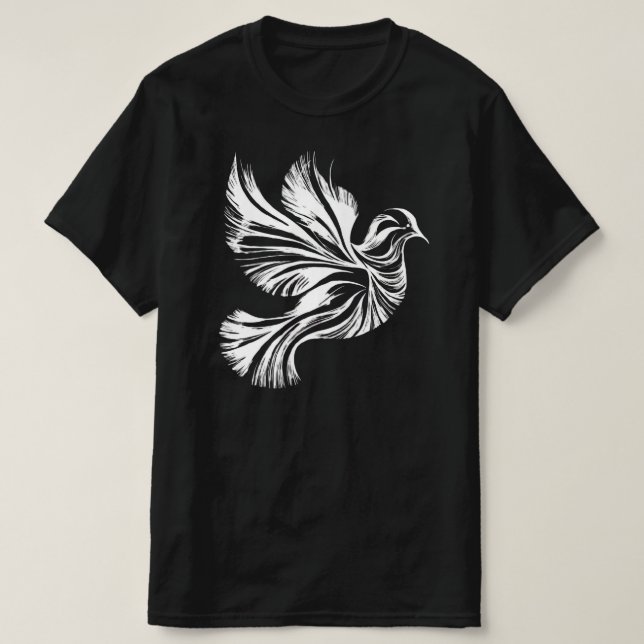 Dove kontur, svart t shirt (Design framsida)