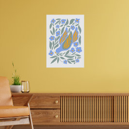 Dove med blommor i stil | Moderna former Poster