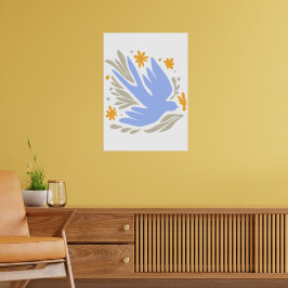 Dove med blommor i stil | Moderna former Poster