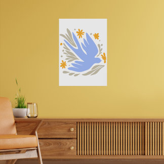 Dove med blommor i stil | Moderna former Poster