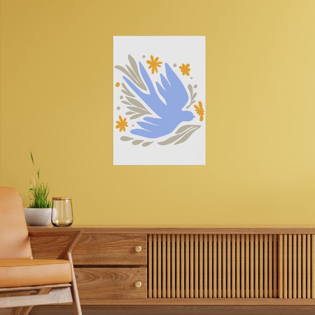 Dove med blommor i stil | Moderna former Poster (Vardagsrum 2)