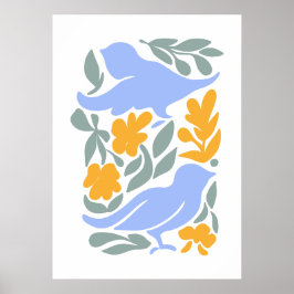 Dove med blommor i stil | Moderna former Poster