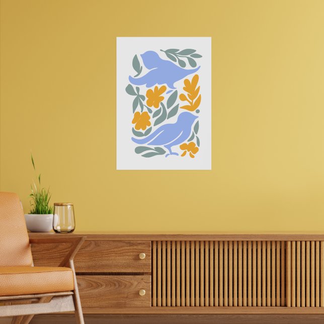 Dove med blommor i stil | Moderna former Poster (Vardagsrum 2)