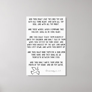 Dove med Deuteronomy 6:5-9 KJV Bible Verses Canvastryck