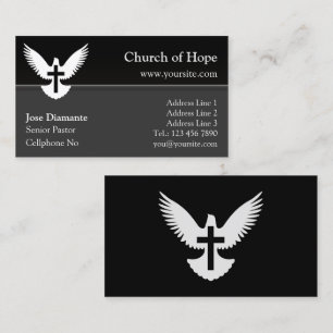 Dove med Kor Black Church Card Visitkort