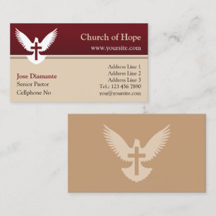 Dove med Kor Red and Beige Church Card Visitkort