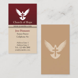 Dove med Kor Red and Beige Lodrät Church Card Visitkort