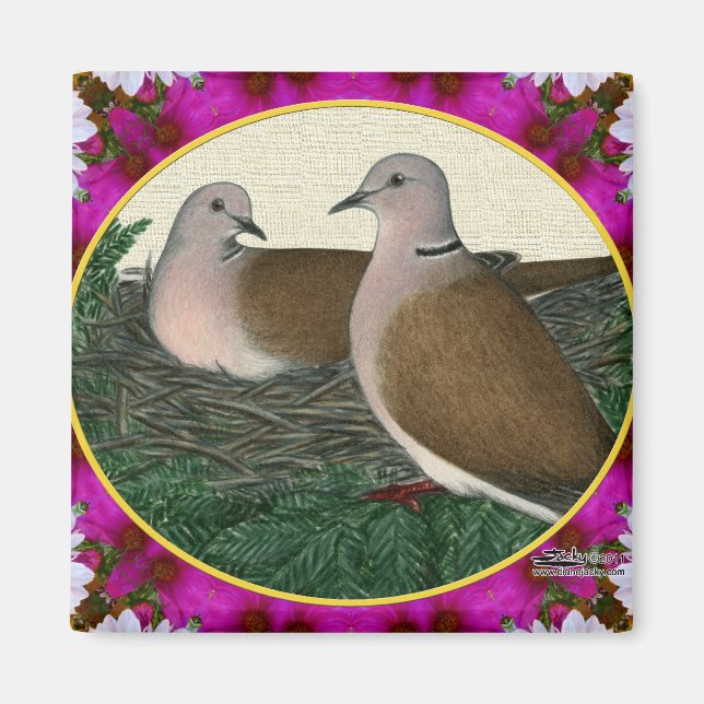 Dove Nest and Flowers Magnet (Framsidan)