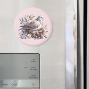 Dove Nest med Flowers och Olive Grenar Magnet