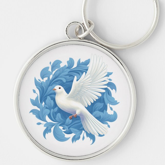 Dove-nyckelkedja Rund Silverfärgad Nyckelring (Framsidan)