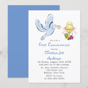 Dove och Host First Communion Inbjudningar