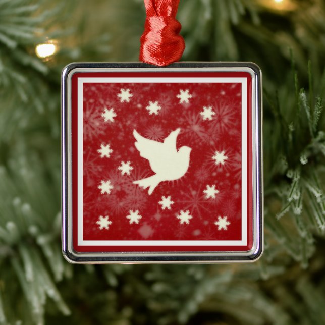 Dove och snöflingor metall är prydnadsföremål julgransprydnad metall (Träd)