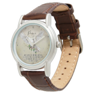 Dove of Peace Personlig Scripture Verse Armbandsur