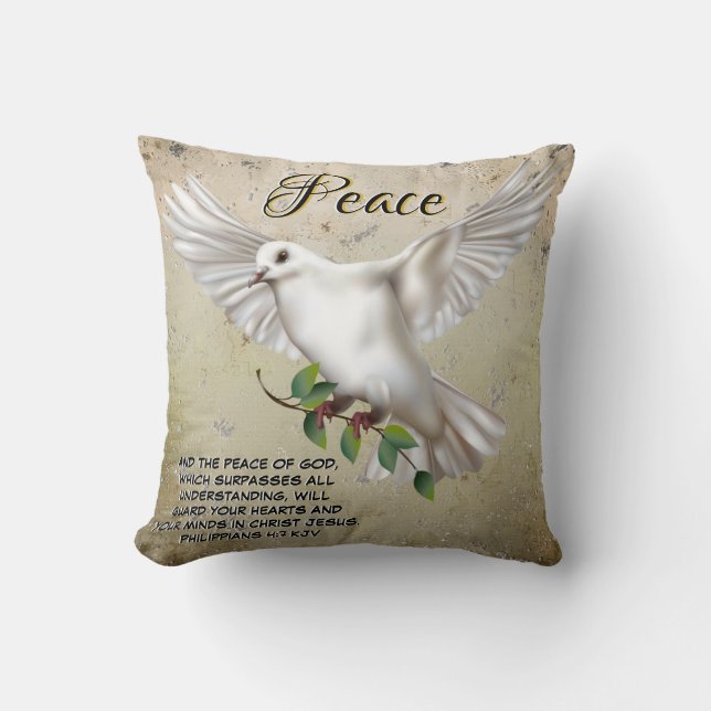 Dove of Peace Personlig Scripture Verse Kudde (Framsida)