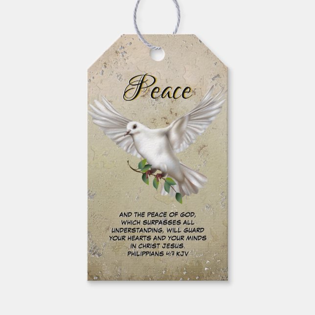 Dove of Peace Personlig Scripture Verse Presentetikett (Framsidan)
