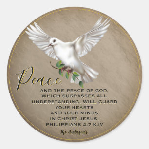 Dove of Peace Personlig Scripture Verse Runt Klistermärke