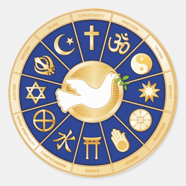 Dove of Peace Sticker Runt Klistermärke (Framsida)