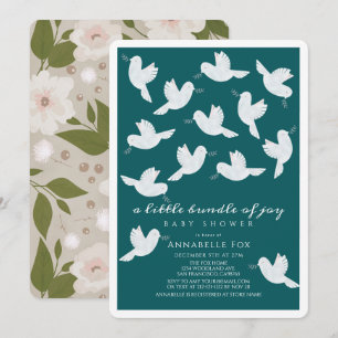 Dove Olive Teal Boy Bundle of Joy Baby Shower Inbjudningar