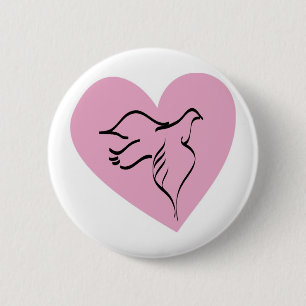 Dove omringad av Rosa Heart Knapp