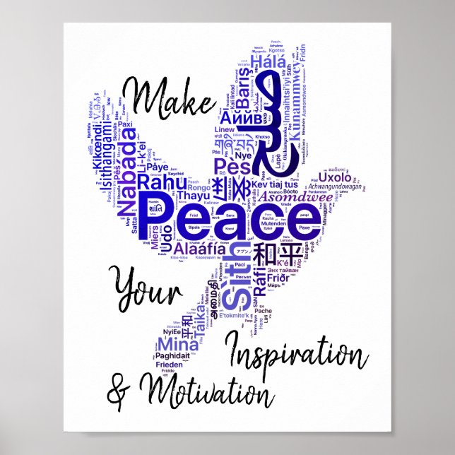 Dove Ord Art Inspirational Quote Peace Poster (Framsidan)