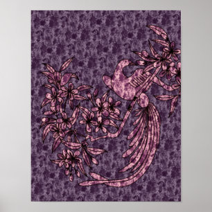 Dove på Lila Gren Bird Abstrakt Art Poster