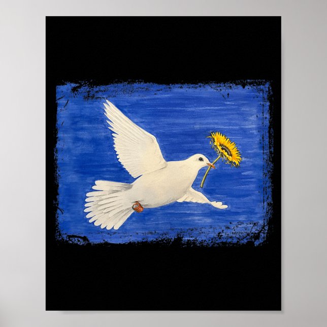 Dove Peace for Ukraina Solros Ukraina Stat Wit Poster (Framsidan)