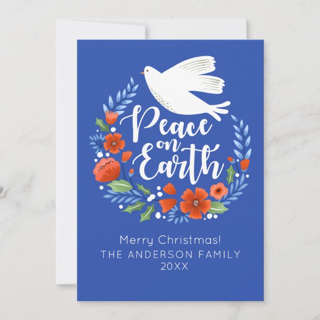 Dove Peace on Earth Helgdag Foto Card Julkort (Framsida)