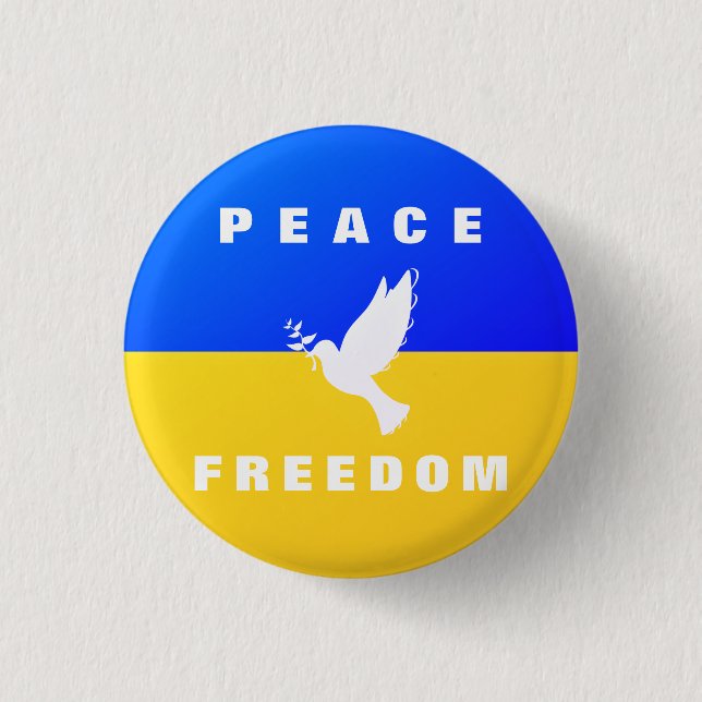 Dove Peace Support Ukraina-knappar - Frihet Knapp (Framsida)