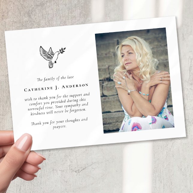 Dove Photo Sympathy Funeral Memorial Tack Kort (Skapare uppladdad)