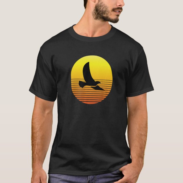 Dove Pigeon Bird Silhouette vid Sunset Wildlife Na T Shirt (Framsida)